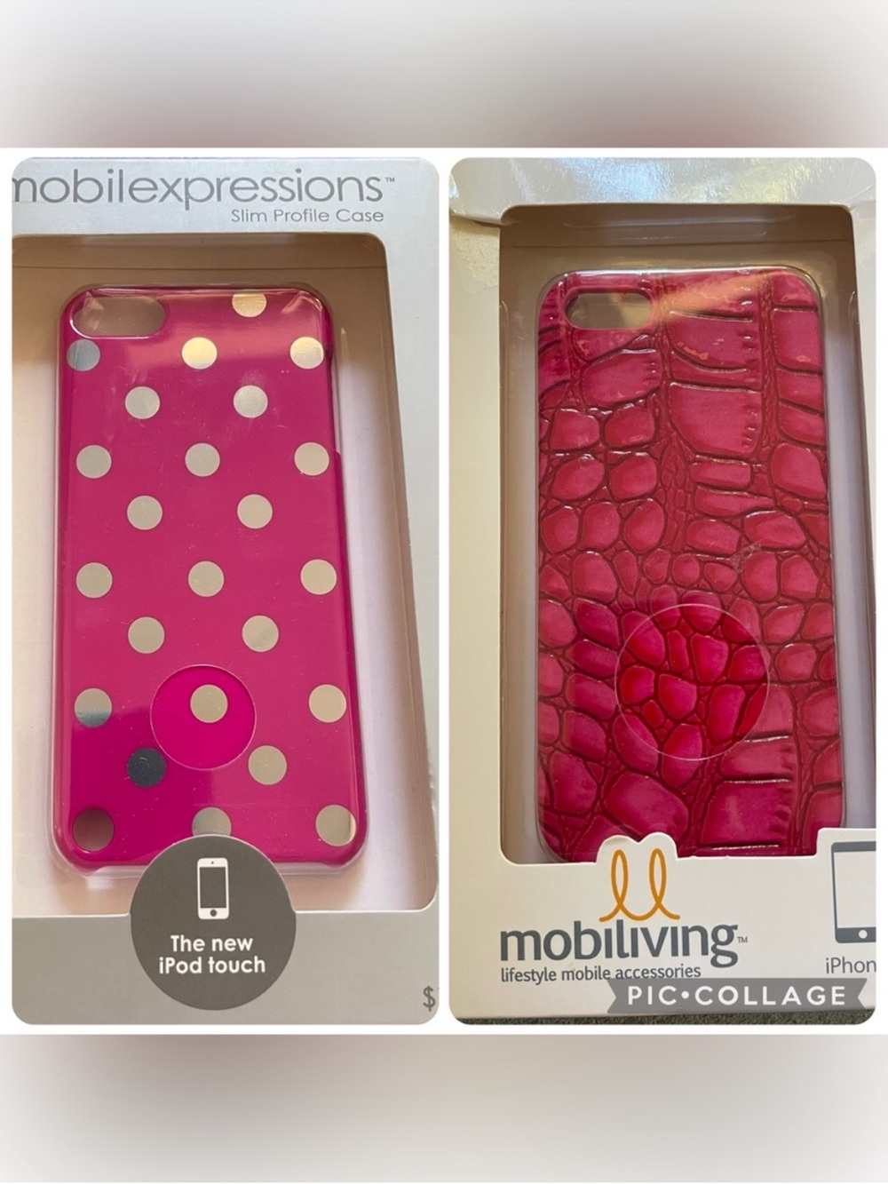 NEW LOT SLIM PROFILE CASES HOT PINK CROC/Snake, POLKA dots,